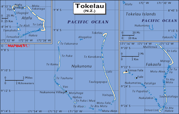 tokelau map new zealand